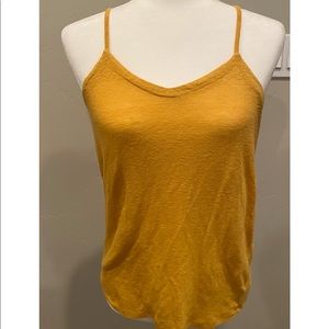 Mustard tank top with cross detail on back